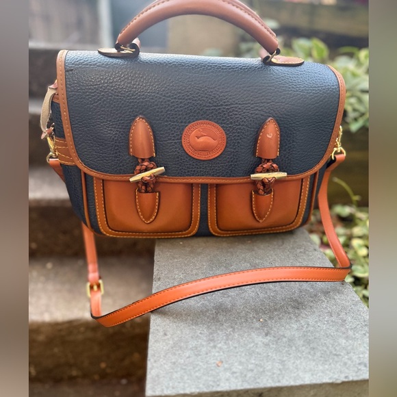 Vintage Dooney & Bourke 1990s pebbled leather navy bag - Picture 1 of 8